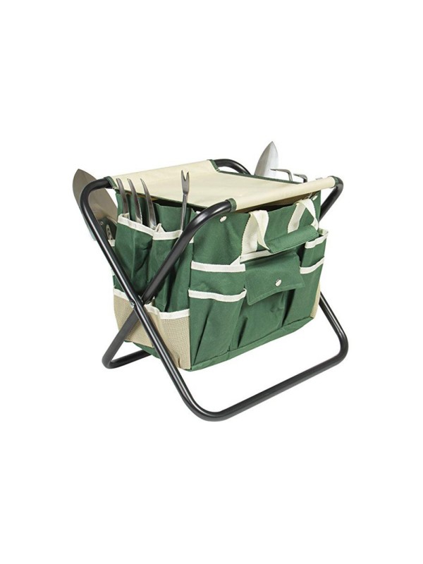 Zložljiv stolček s torbo in kompletom vrtnega orodja