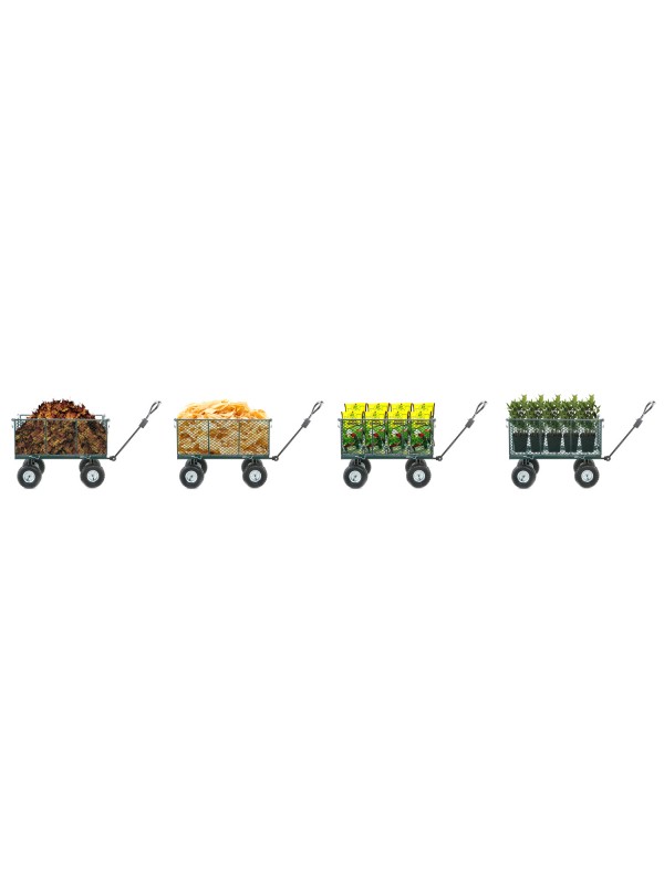 Garden trolley with mesh fence and tarpaulin 450