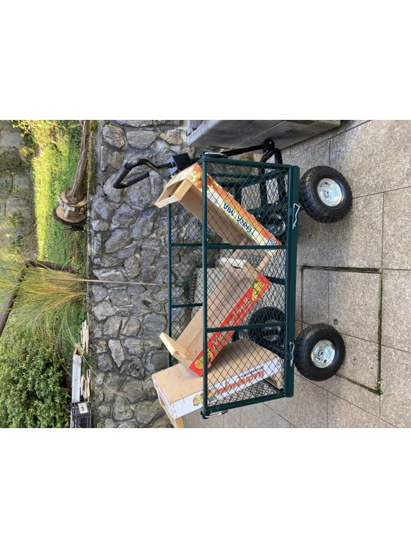Garden trolley with mesh fence and tarpaulin 450